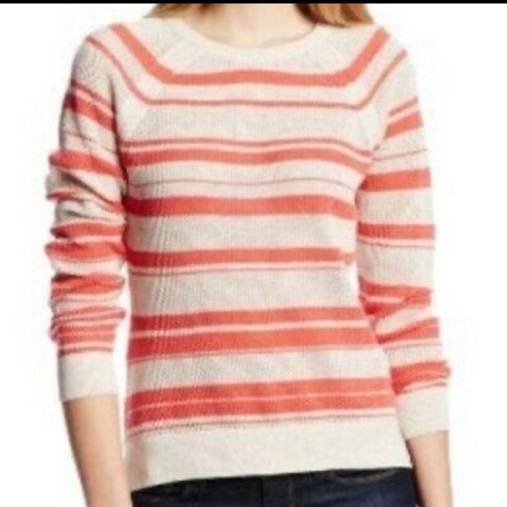 Anthropologie size large sweater. Like new. Orange stripes.